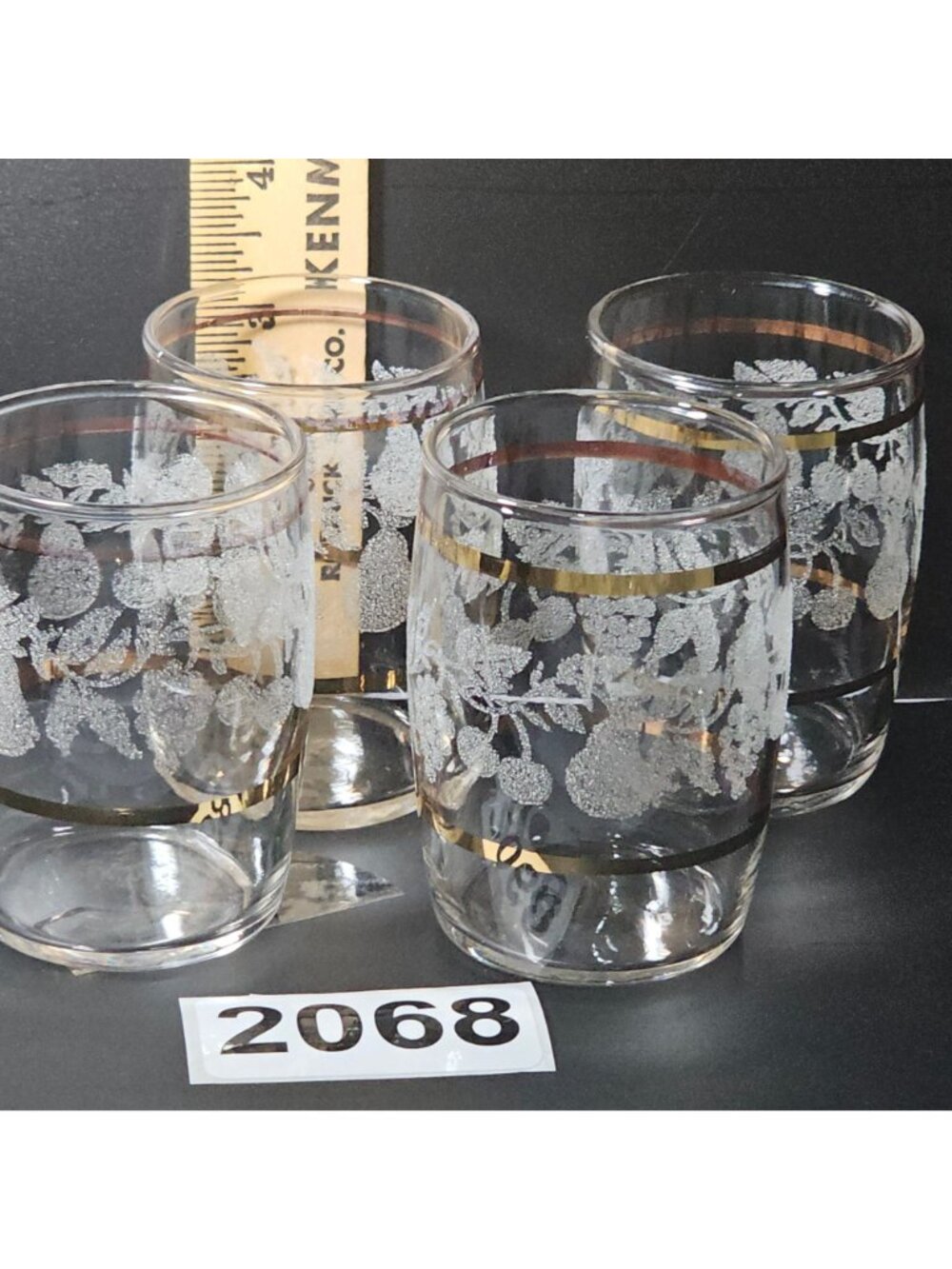 4 Bartlett Collins Golden Fruit Juice Tumblers Glasses 1947 Vintage Gold bands 3 - Picture 7 of 7